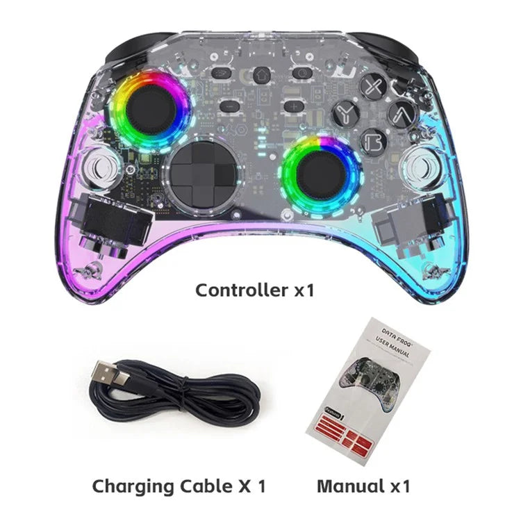 DATA FROG G04 For Nintendo Switch / OLED / PC Wired / Wireless Transparent Game Controller with RGB Ligh