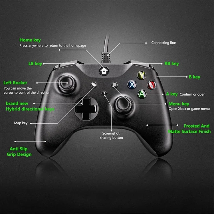 PC001 PC Wired Game Handle for Android / Windows System Controller for Nintendo Switch / PS3 Game Console TV Box Gamepad
