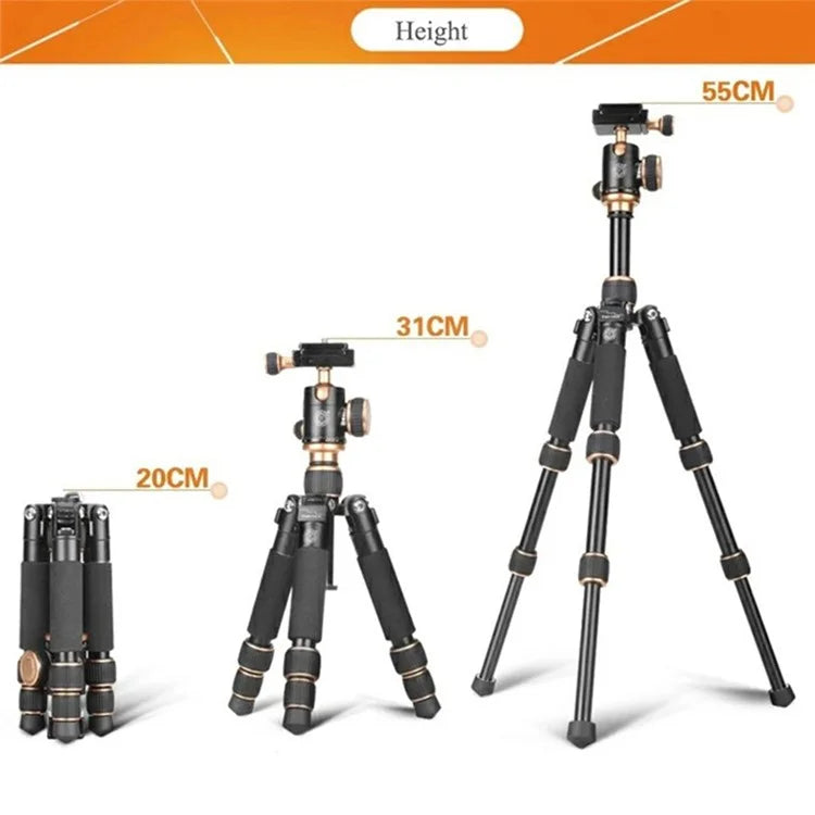 QZSD Q166 21-55cm Adjustable Height CNC Aluminum Alloy Mini Desktop Tripod with Ball Pan Head