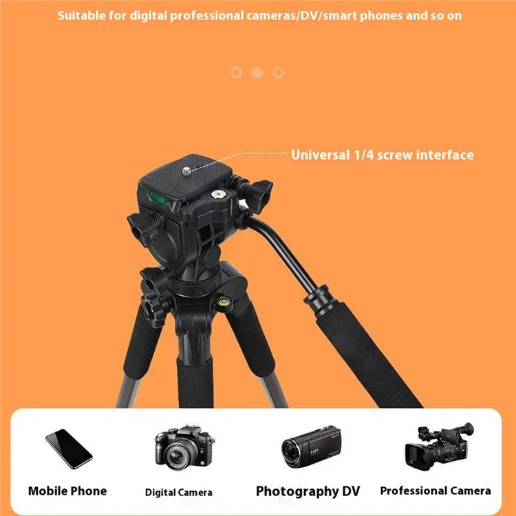 ZOMEI Q310 Photo Tripod Fluid Head Bracket 4-Section Large Size High Load-Bearing Mobile Phone Camera Universal, Black