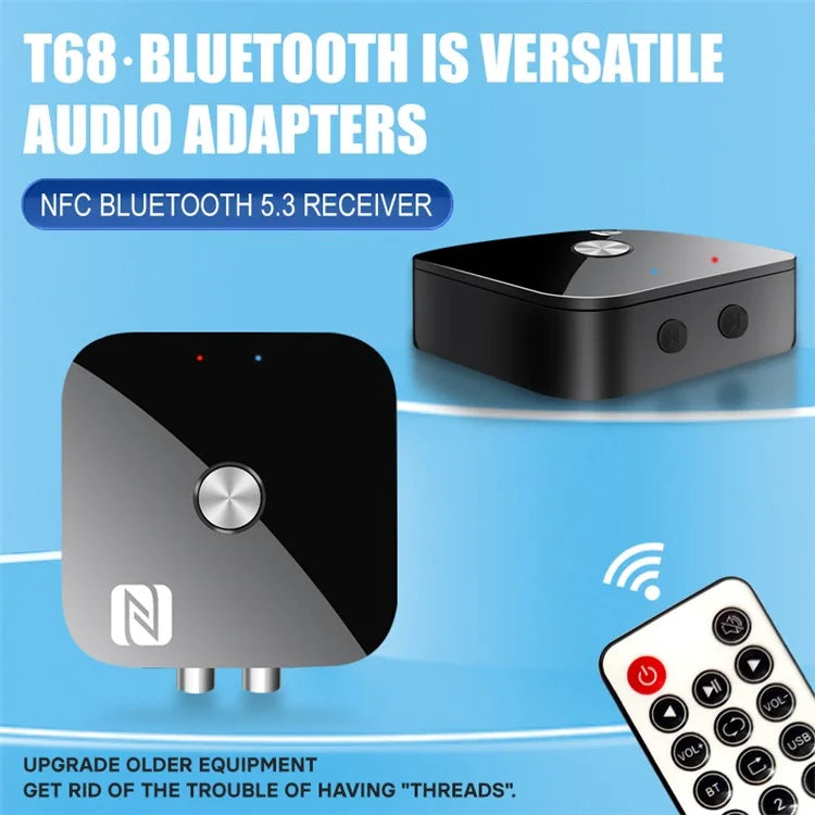 T68 Vintage Audio Amplifier Wireless Adapter NFC Bluetooth 5.3 Audio Adapter with 3.5mm / RCA