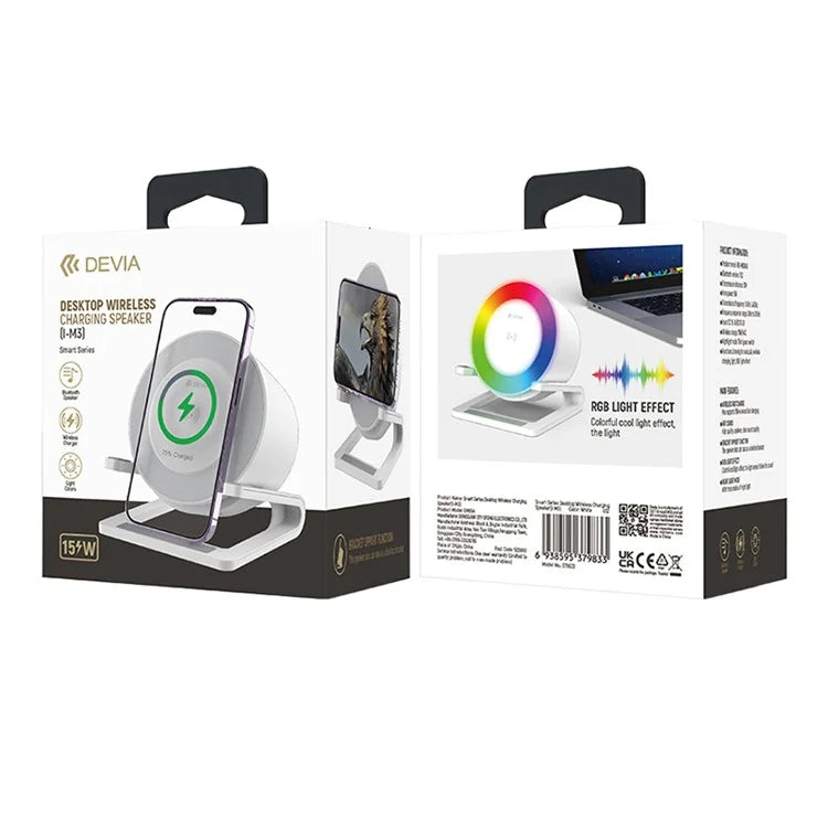DEVIA Smart Series EM054 15W Wireless Charging Desktop Speaker Night Light Phone Stand Holder (I-M3)
