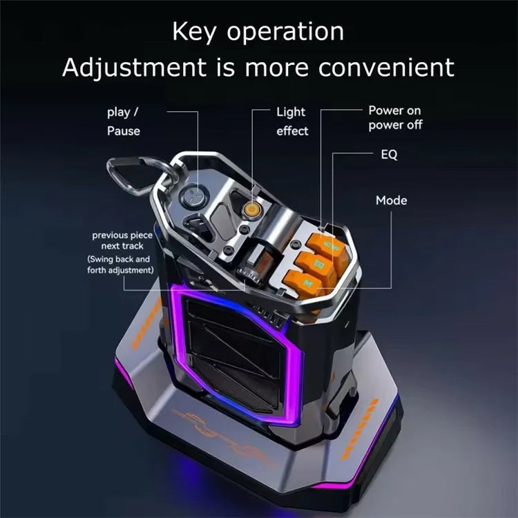 GQ-18 RGB Light Mecha Mechanical Karaoke Wireless Bluetooth Speaker with 2 Microphone