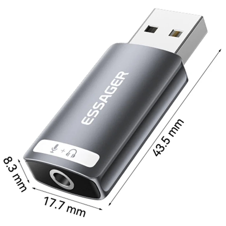 ESSAGER USB to Single 3.5mm Audio Adapter Headset External Stereo Sound Card Converter