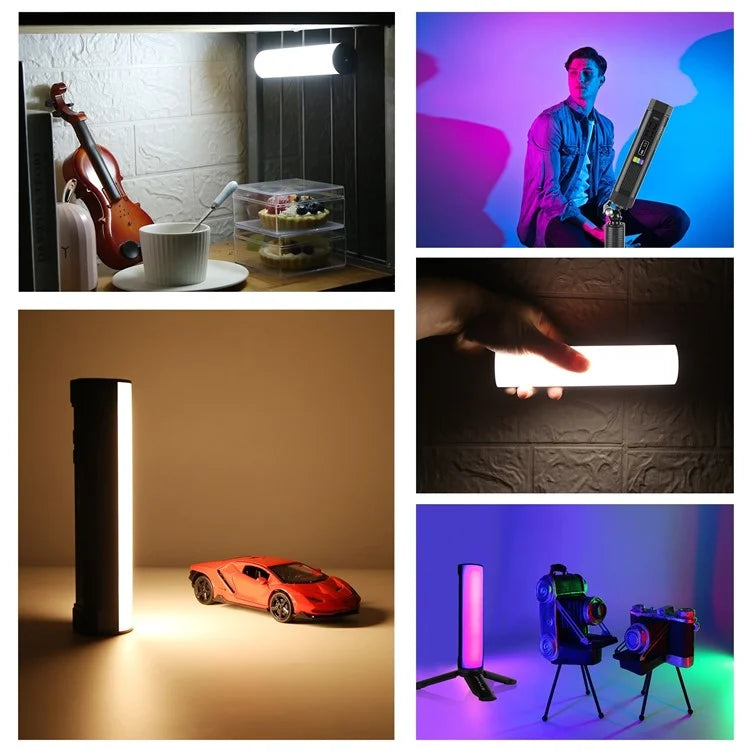 PULUZ PU4138 17cm Portable RGB Light Stick Magnetic LED Tube Light Wand 6W Photography Fill Light