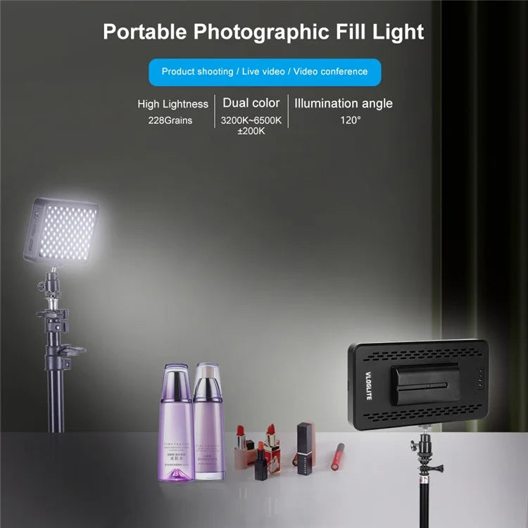 VLOGLITE W228 Portable Photographic Fill Light High-Brightness Video Light with Dual Color Temperature (Battery Not Included)