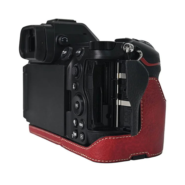 For Nikon Z6 III Camera Case with Shoulder Strap Large Cutout Litchi Texture PU Leather Protective Cover