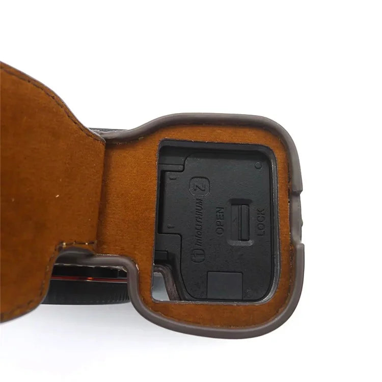 For Sony A7C PU Leather Camera Cover Half Protective Bottom Case with Battery Opening Design