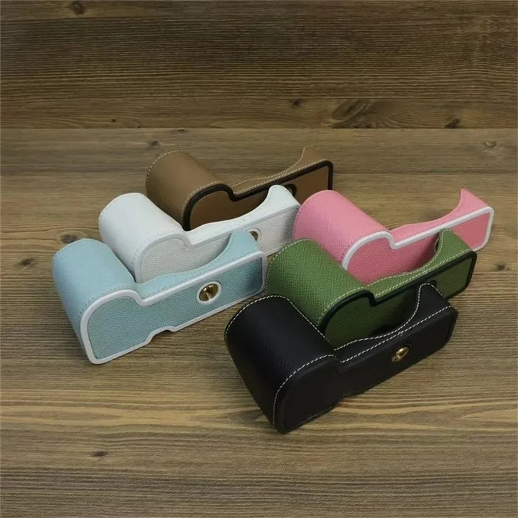 For Sony ZV-E10 PU Leather Camera Case Half Body Scratch Resistant Protective Cover