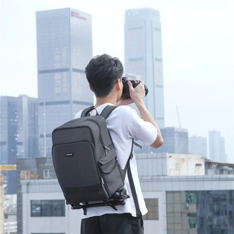 PULUZ PU5017B Camera Backpack Dual Shoulder Straps Camera Case with 14-inch Laptop Compartment