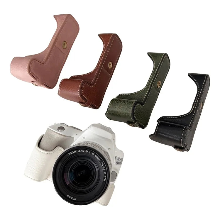 For Canon EOS 200D II / 200D Buffalo Texture PU Leather Bottom Case Anti-scratch Half Body Camera Cover