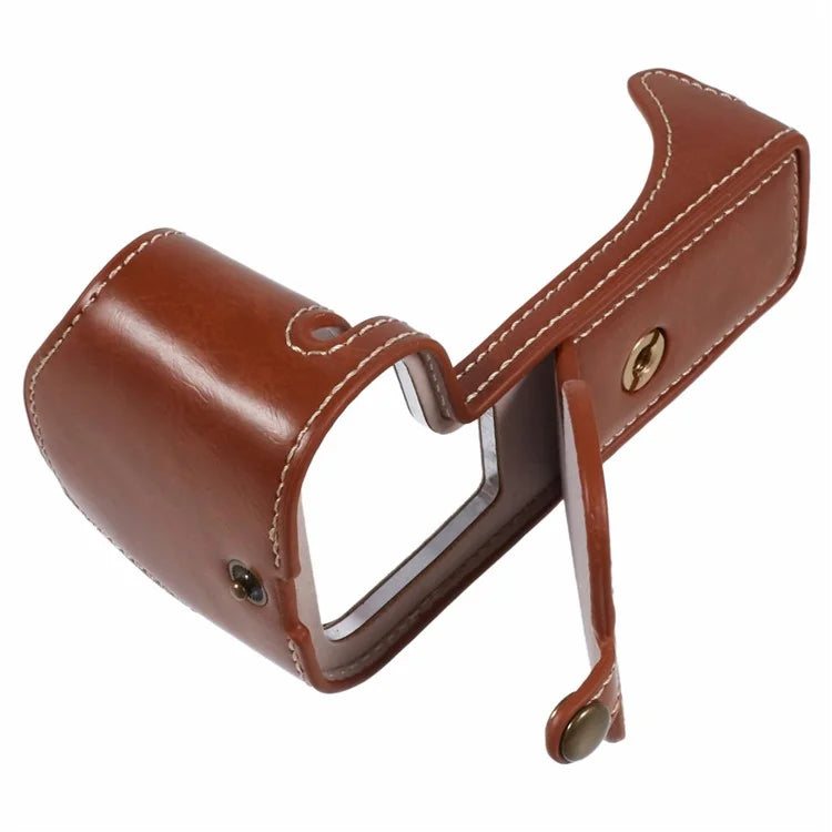 For Canon EOS R10 PU Leather Camera Bottom Cover Screw Design Half Body Case