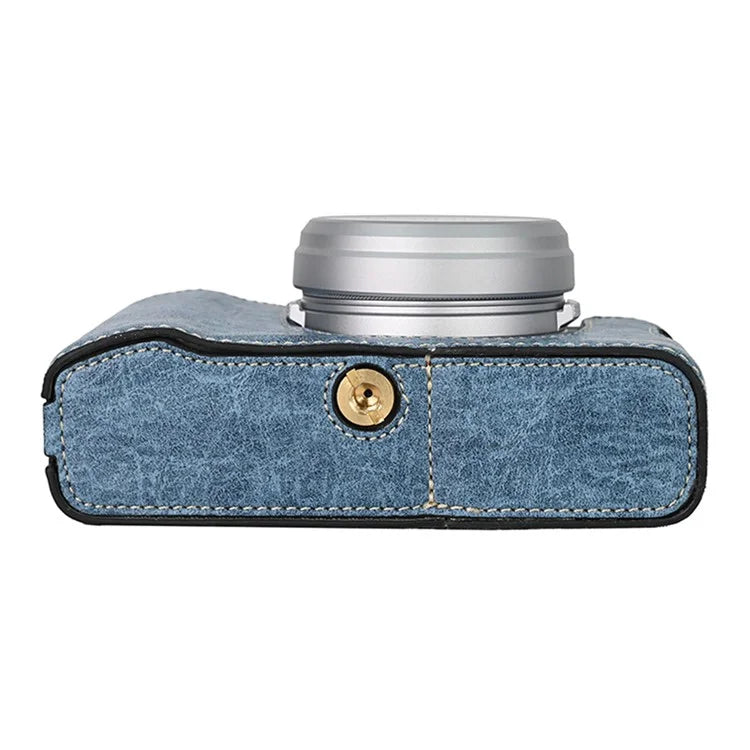 For Fujifilm X100VI Tree Grain PU Leather Camera Bottom Cover Half Body Case with Battery Opening