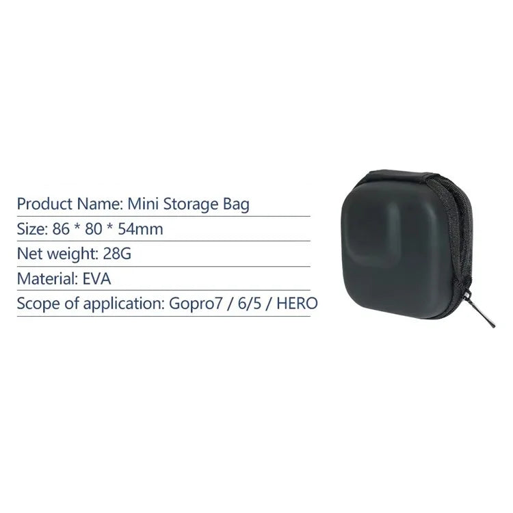 XWJ089 For GoPro Sports Camera EVA Storage Bag Shockproof Zipper Bag with Opening