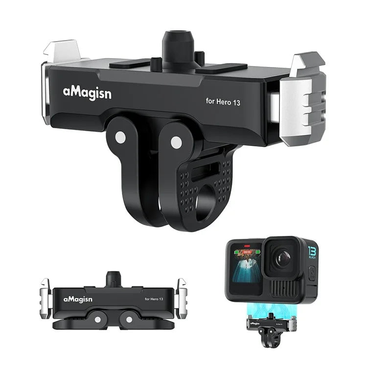 AMAGISN For GoPro Hero 13 Magnetic Metal Quick Release Mount Dual Interface Adapter Base Accessory