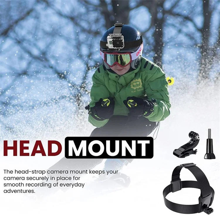 56-in-1 For GoPro Action Camera Accessories Kit Head / Chest Strap Tripod Set