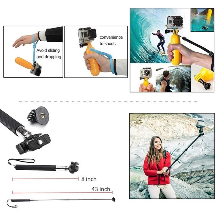 Universal 10-in-1 Sports Camera Accessories Kit for GoPro Hero 9 / 10 / 11 / 5 / 6 / 7 / DJI