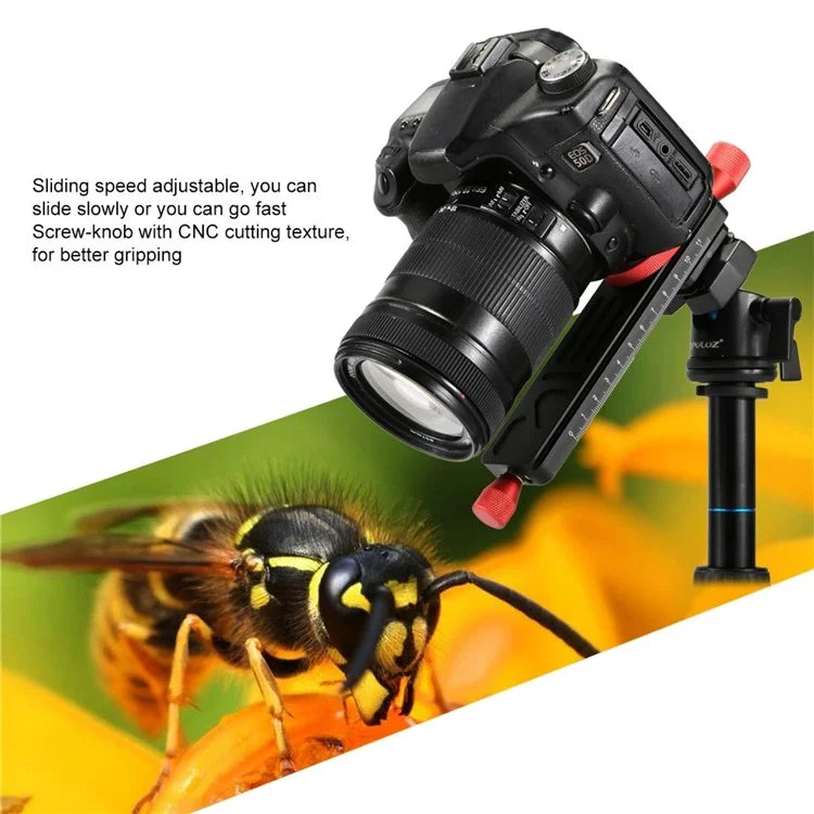 PULUZ PU3520 CNC Aircraft Aluminum Adjustable Speed Fine Tuning Slide Rail for Canon Sony Nikon Camera