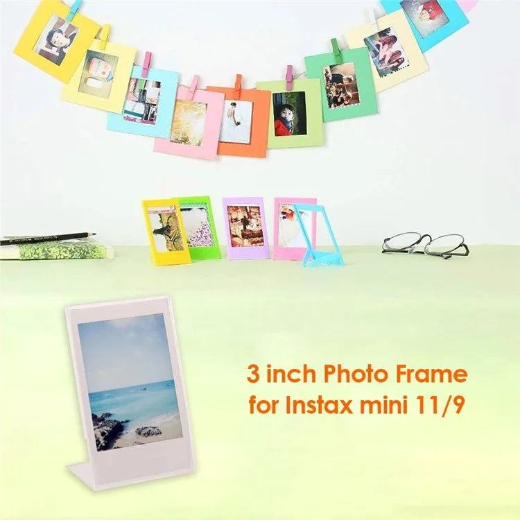 3Pcs Acrylic Photo Frame for Fujifilm Instax Mini 12 / 11 / 9 / 8 Tabletop Transparent Display 3" Photo Album Stand