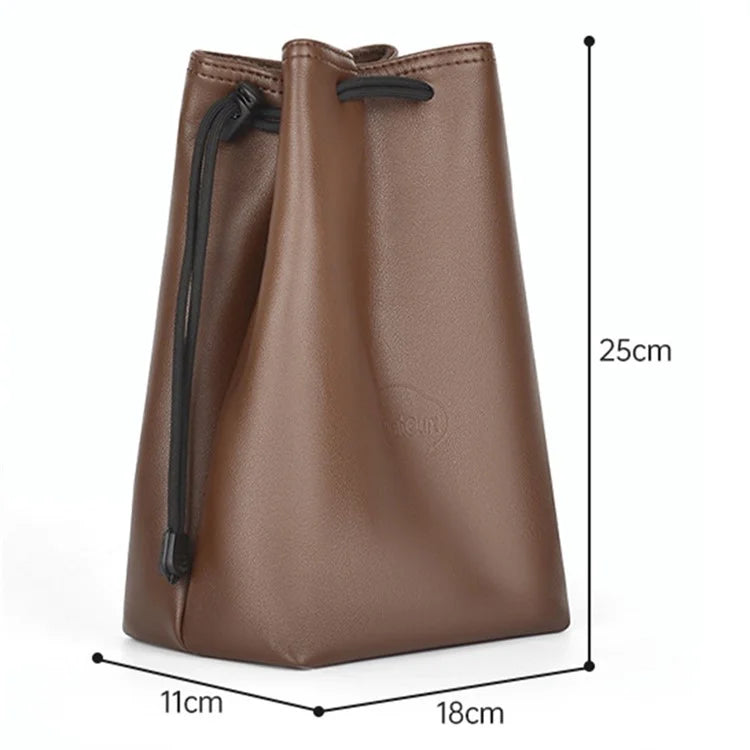 CWATCUN H60 Anti-scratch Camera Lens Bag PU Leather Drawstring Pouch, Size L