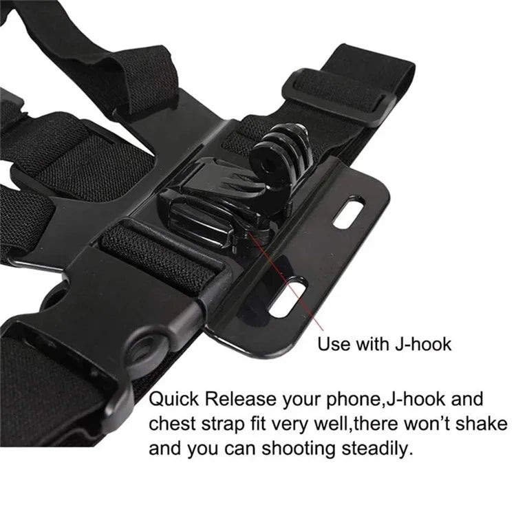 XD-27 Action Camera Mount Adjustable Chest Belt Nylon Strap with Phone Clip
