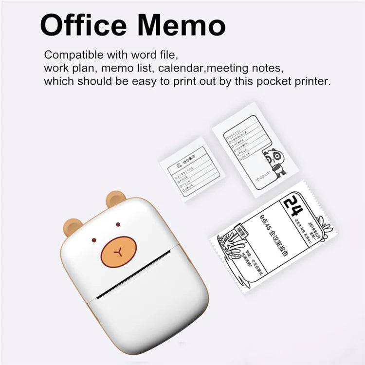 A8A Portable Bluetooth Photo Printer Wireless Office Memo Student Mini Printer