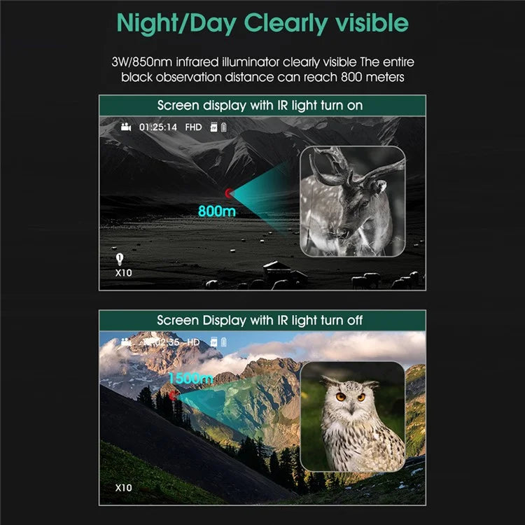 R11 Day Night Dual-Use All-Black Visible Photo Video Recording Portable HD Night Vision Monocular