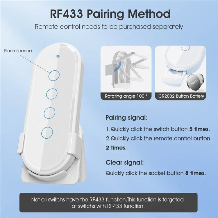 MG-KG110 3 Gang WiFi+433 Dual Mode Touch Smart Switch Tuya APP Voice Control Wall Light Switch, EU Plug / White