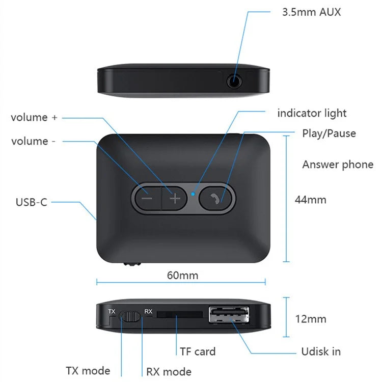 B58 Bluetooth 5.4 Transmitter Receiver MP3 AUX Adapter for TV / Computer