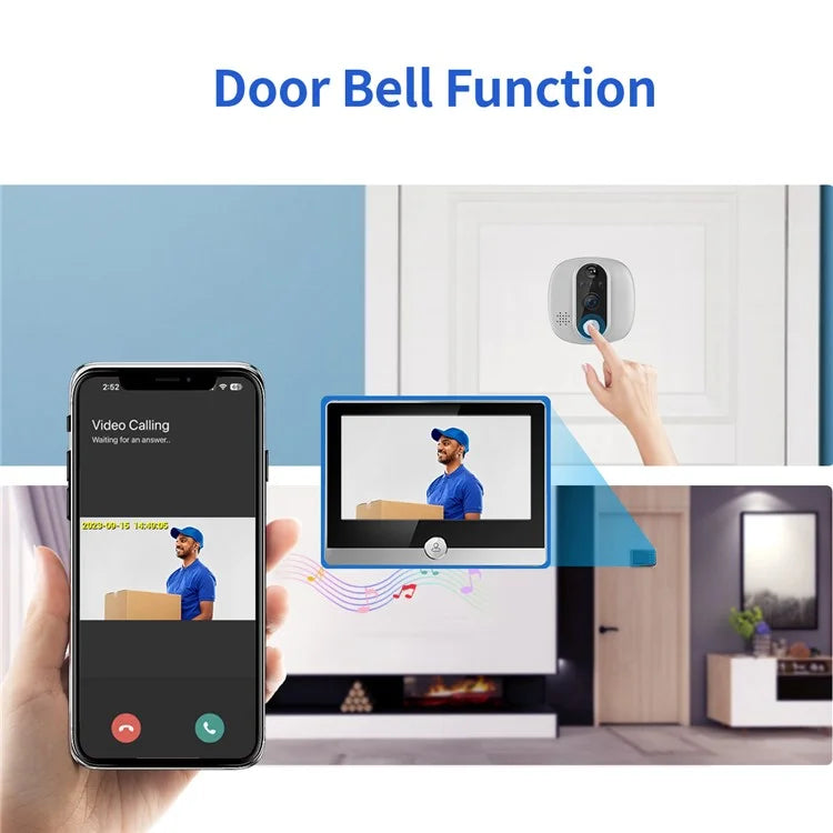 C85 Doorbell Camera 1080P PIR Motion Detection Digital Peephole Door Viewer Two-Way Call