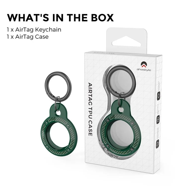 AHASTYLE WG40 For Apple AirTag Bluetooth Tracker TPU Case Protective Cover with Ring Buckle