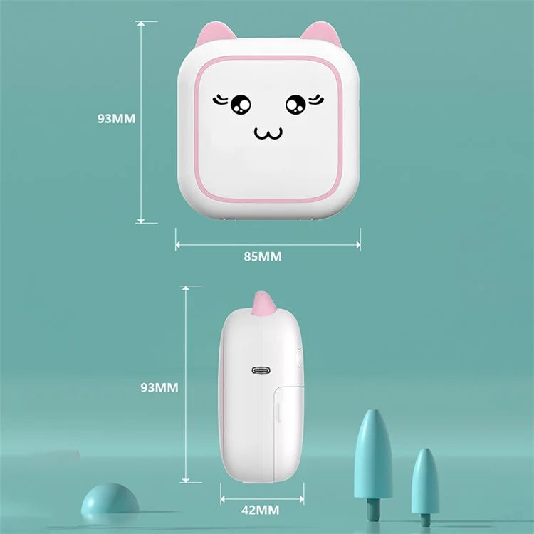 M5 Portable Bluetooth Receipt Thermal Printer with 1 Roll Printing Paper for Photo Journal Notes Memo