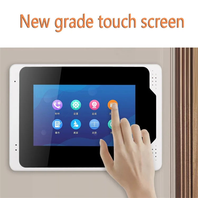 701FD14 4 Indoor Monitors + 1 Password Intercom Doorbell 1080P Camera, EU Plug