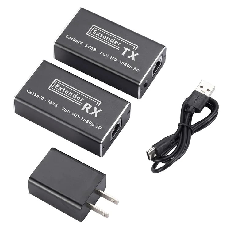 CAT 5 / 6 RJ45 to HD Converter Full HD 1080P Transmitter + Receiver Extender with DC5V Port