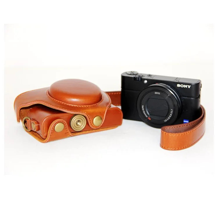 PU Leather Camera Protective Pouch + Strap for Sony DSC-RX100 Mark III IV M1/M2/M3/M4/M5