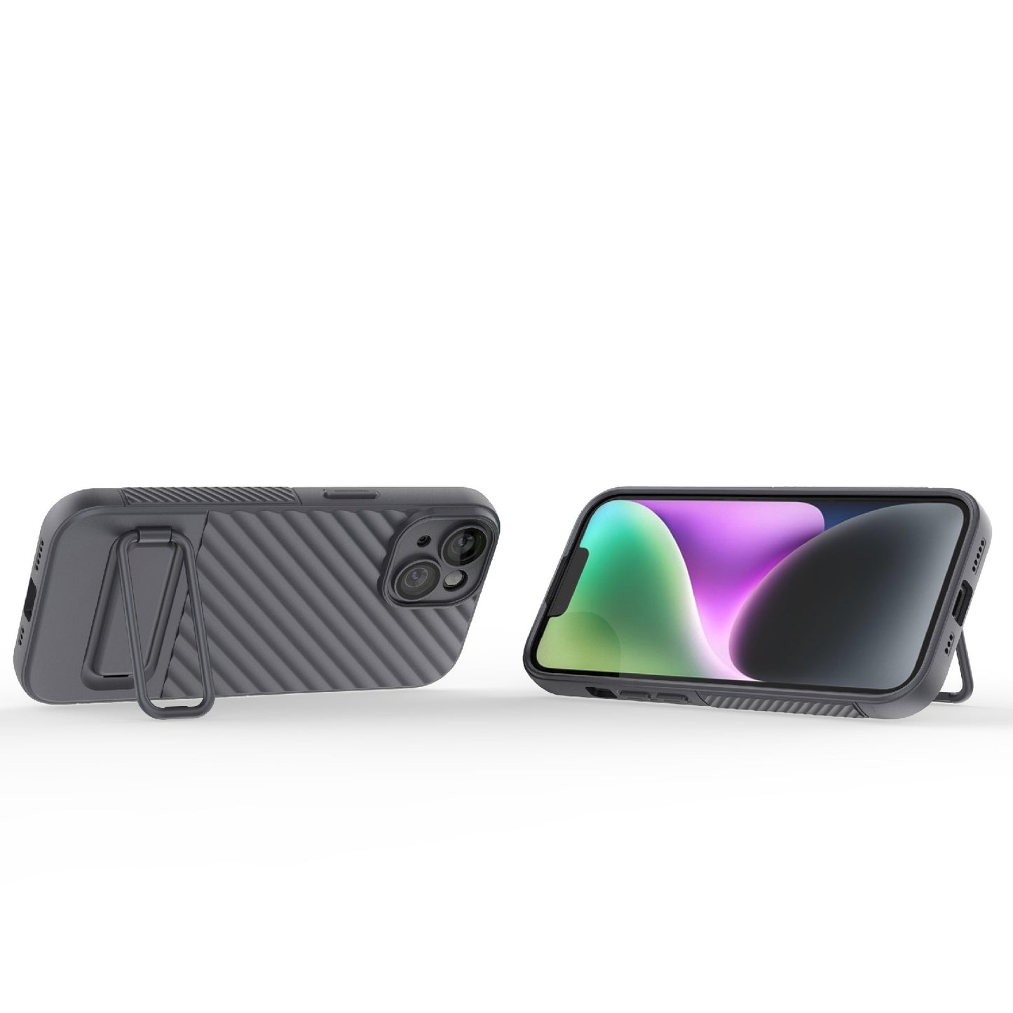 ELECTROPRIME For iPhone 15 Wavy Texture TPU Phone Case with Lens Film(Grey)