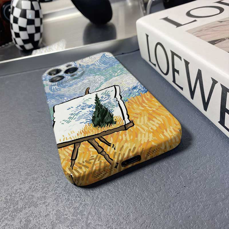 ELECTROPRIME For iPhone 15 Plus Precise Hole Oil Painting Pattern PC Phone Case(Landscape Painting)