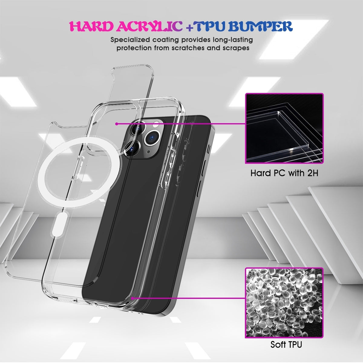 ELECTROPRIME For iPhone 15 Plus MagSafe Clear Acrylic PC +TPU Phone Case(Transparent)
