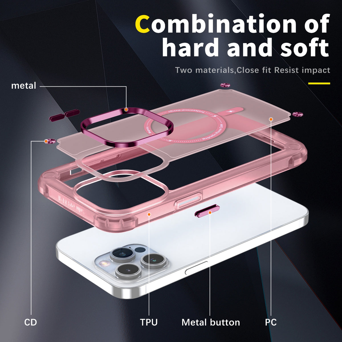 ELECTROPRIME For iPhone 15 Skin Feel TPU + PC MagSafe Magnetic Phone Case(Transparent Pink)