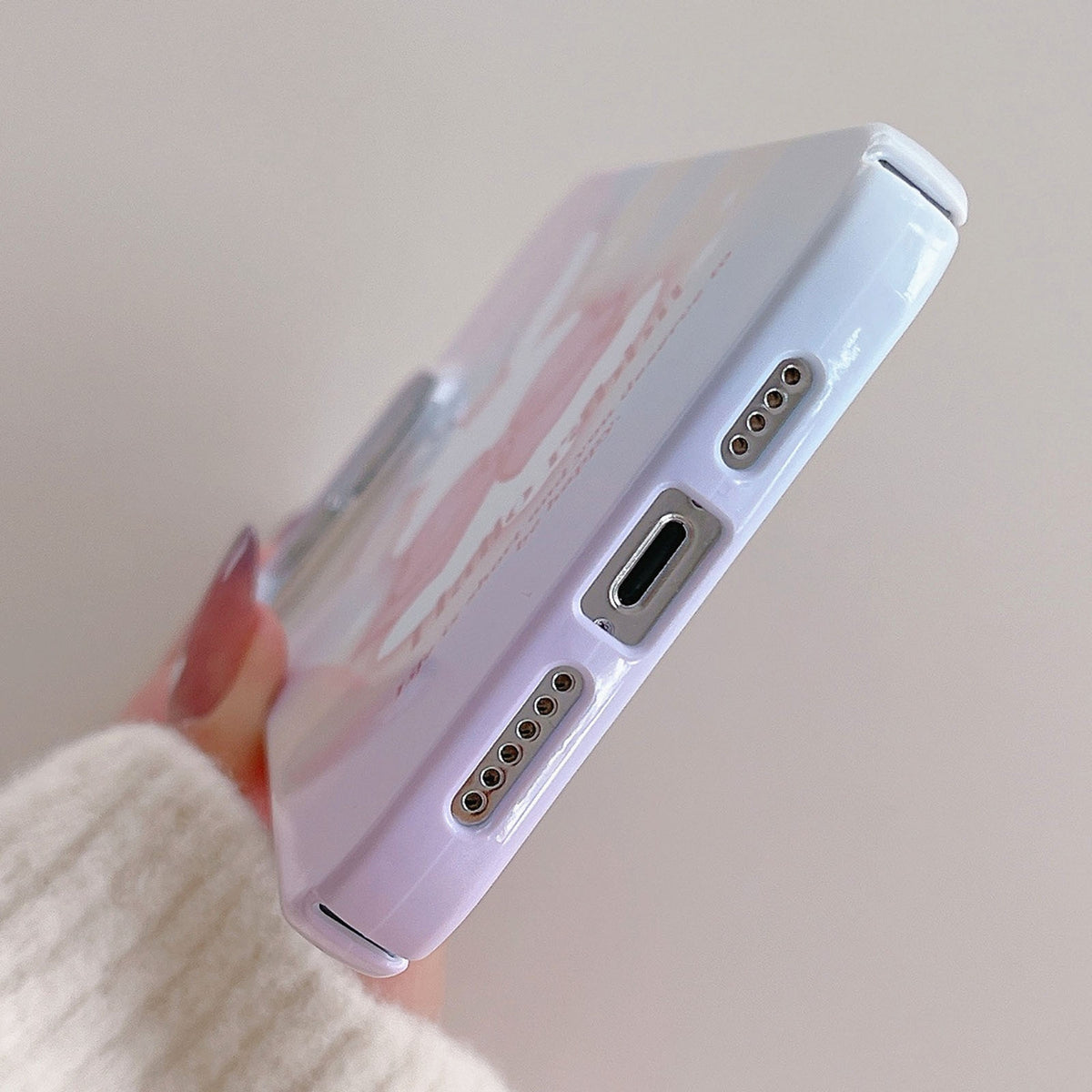 ELECTROPRIME For iPhone 15 Painted Pattern PC Phone Case(Pink Bowknot Bunny)