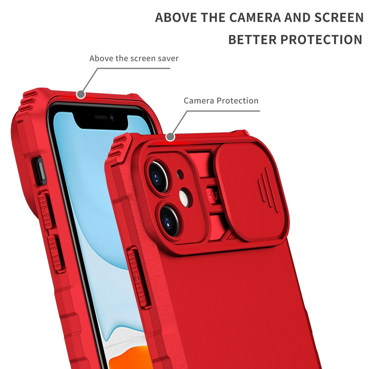ELECTROPRIME For iPhone 15 Stereoscopic Holder Sliding Camshield Phone Case(Red)