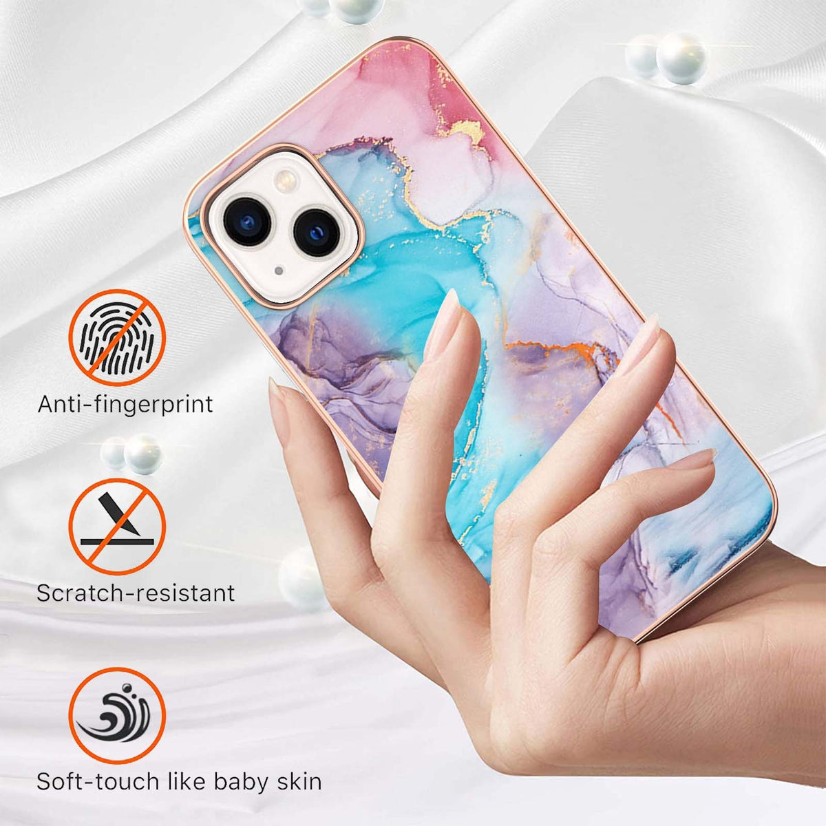 ELECTROPRIME For iPhone 15 Electroplating Pattern IMD TPU Shockproof Case(Milky Way Blue Marble)