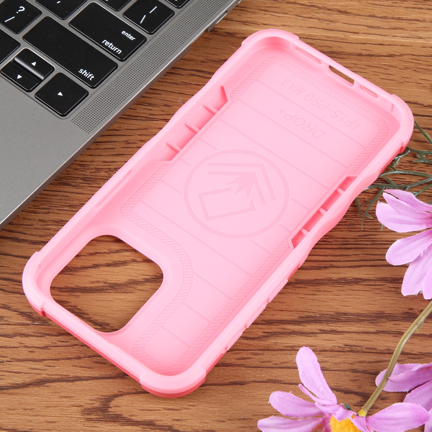 ELECTROPRIME For iPhone 15 Non-slip Shockproof Armor Phone Case(Pink)