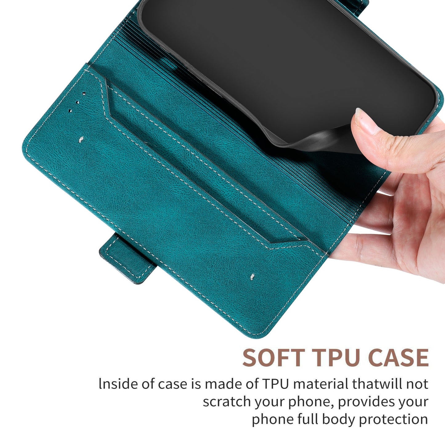 ELECTROPRIME For iPhone 15 Stitching Side-Magnetic RFID Leather Phone Case(Dark Green)