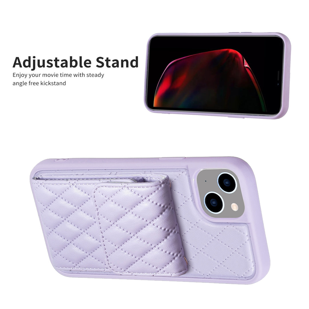 ELECTROPRIME For iPhone 15 Vertical Wallet Rhombic Leather Phone Case(Purple)
