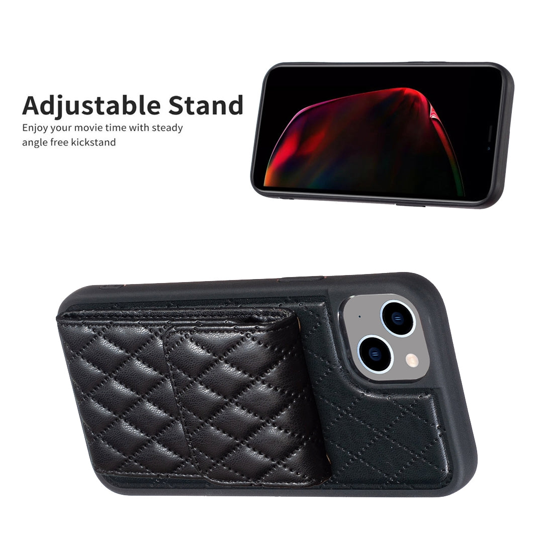 ELECTROPRIME For iPhone 15 Vertical Wallet Rhombic Leather Phone Case(Black)