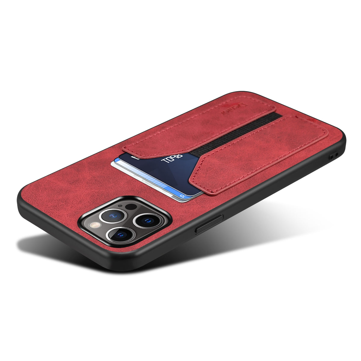 ELECTROPRIME For iPhone 15 Denior DV Elastic Card Slot PU Back Cover Phone Case(Red)