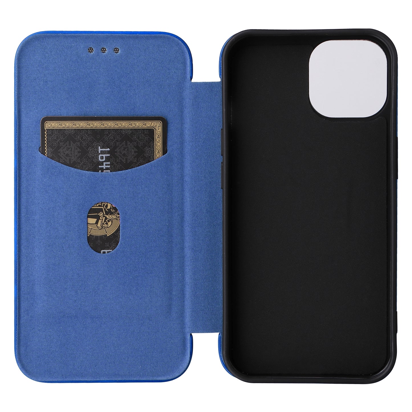 ELECTROPRIME For iPhone 15 Carbon Fiber Texture Flip Leather Phone Case(Blue)