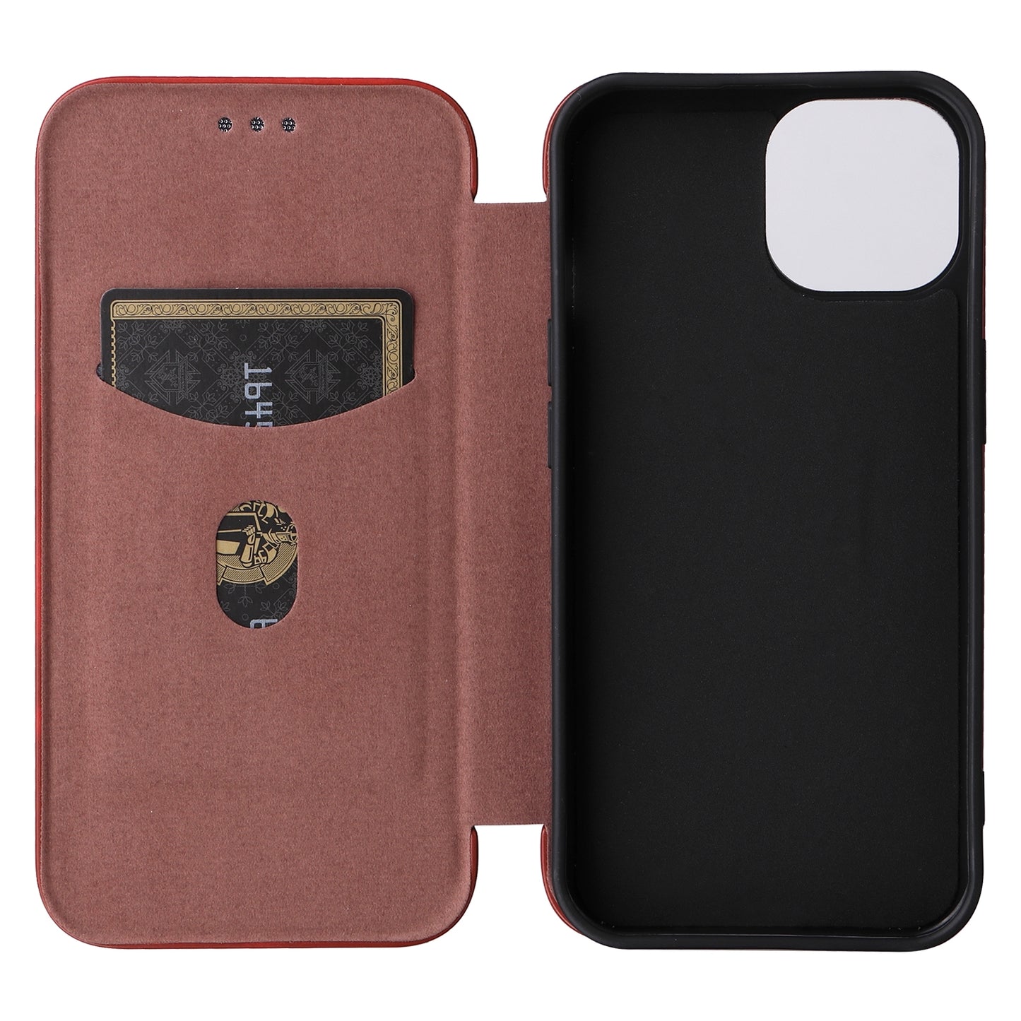 ELECTROPRIME For iPhone 15 Carbon Fiber Texture Flip Leather Phone Case(Brown)