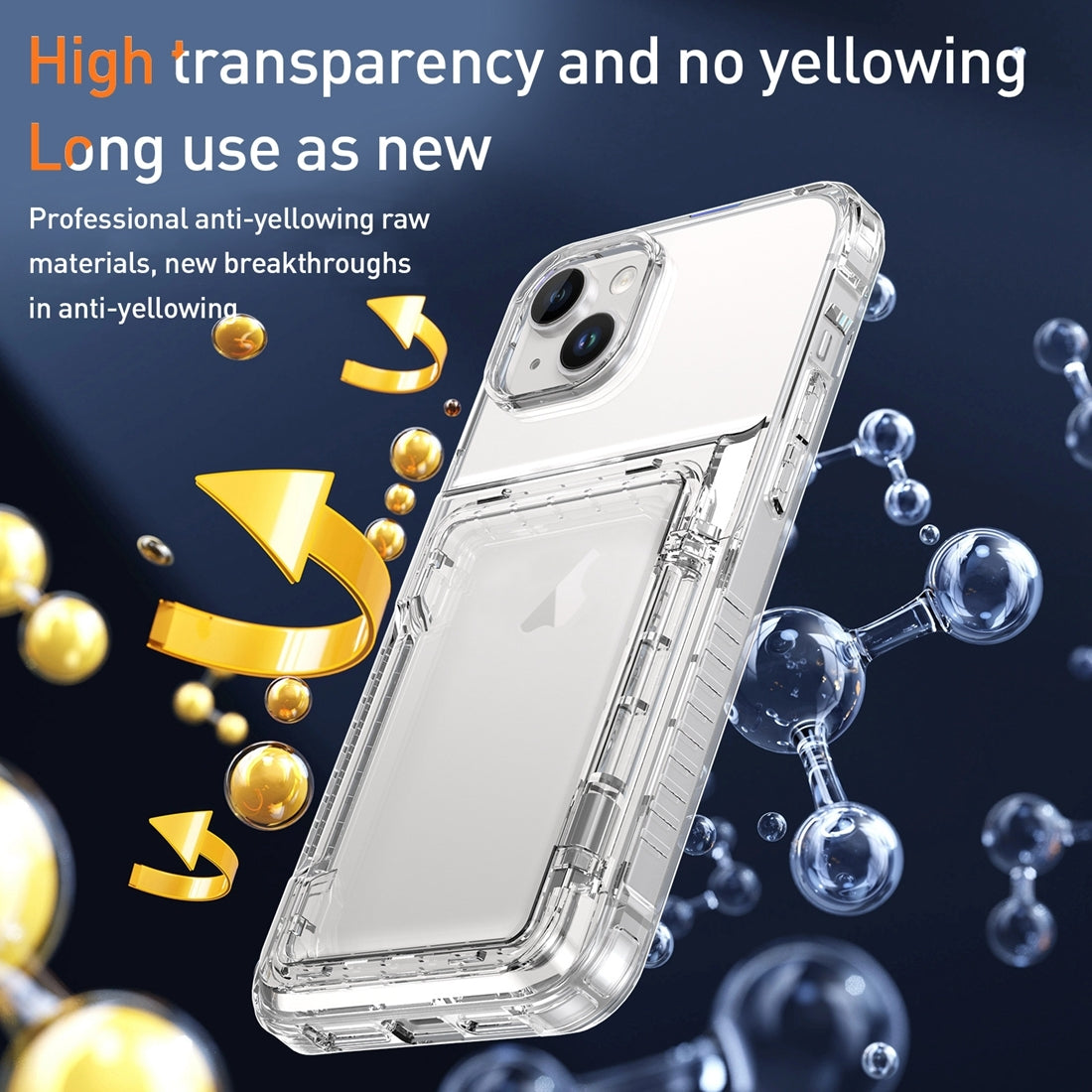 ELECTROPRIME For iPhone 15 Plus Crystal Clear Flip Card Slot Phone Case(Transparent)